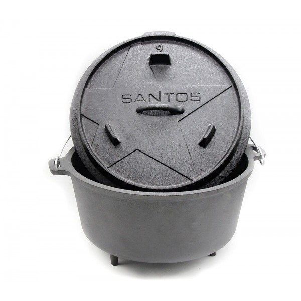 Santos Dutch Oven 9 qt mit Füßen Guss-Eisen BBQ Deckel 
